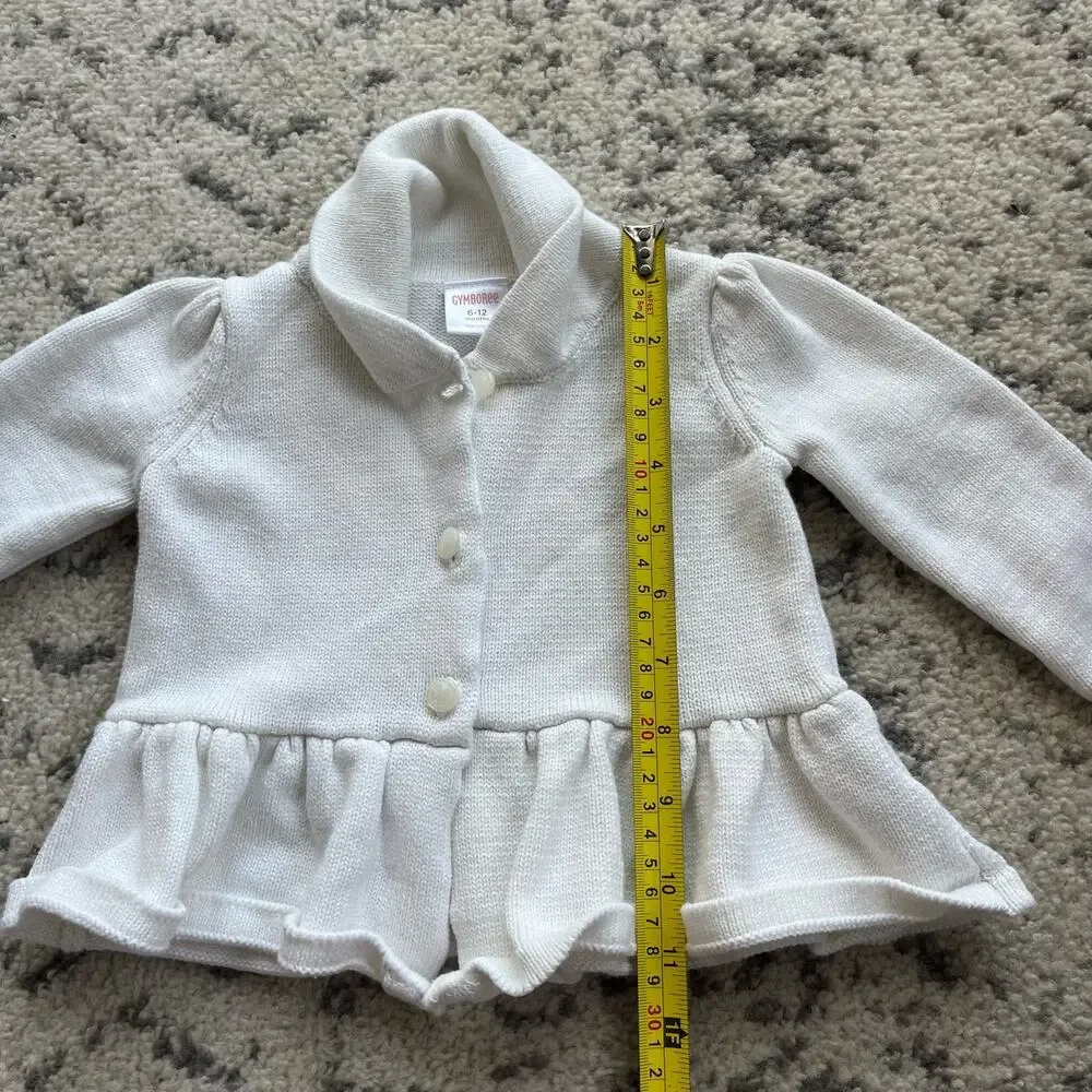 Gymboree Baby Ivory Peplum Button-Down Cardigan Size 6-12 months